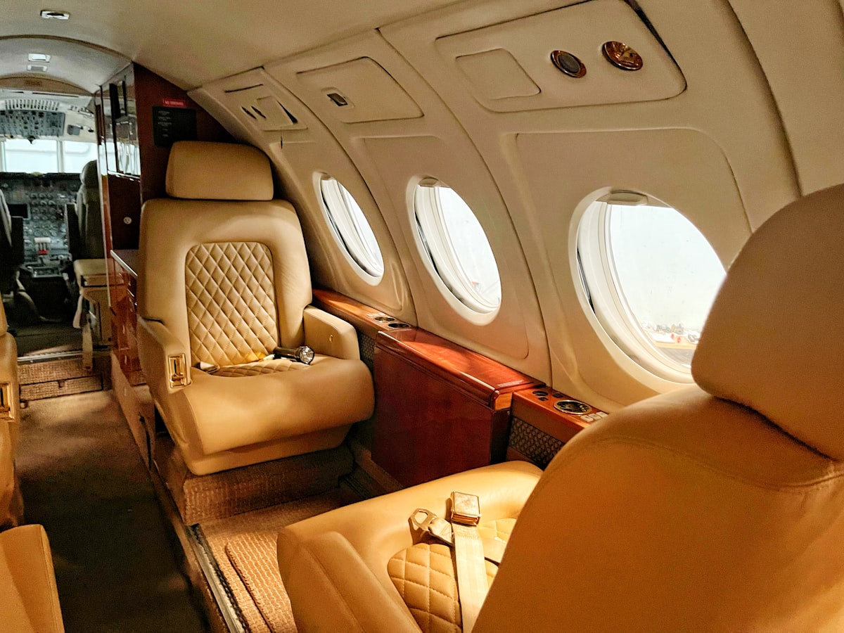 Cabin of a medically-equipped private jet
